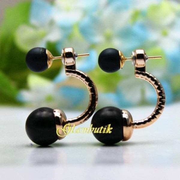 Серьги Чёрные шарики Дуэт Dior