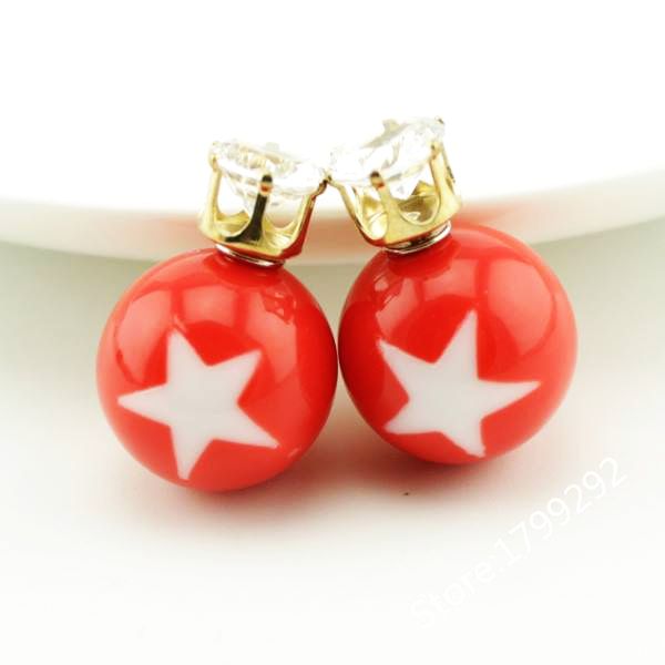 Серьги шарики Dior с цирконом Звезда
