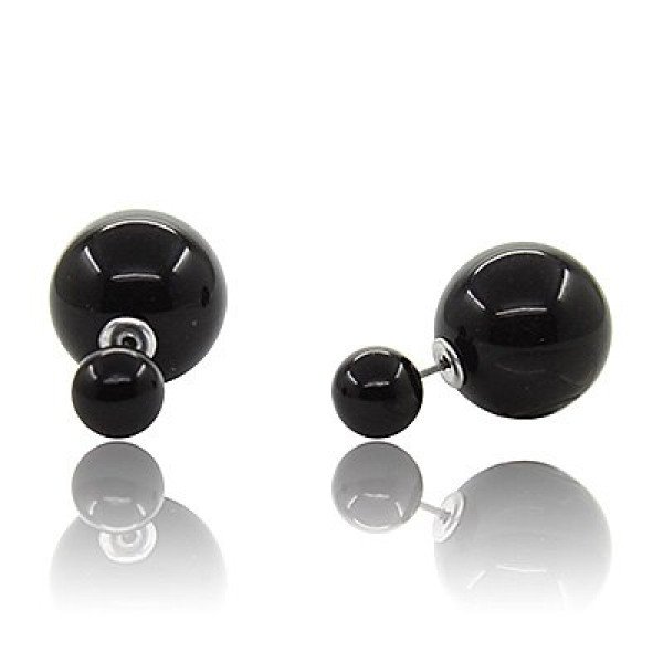 Серьги шарики Dior Чёрный глянец
