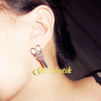 Серьги Ножницы серебристые