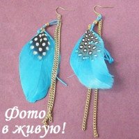 Сережки з пір'ям і ланцюгами Небесна мрія