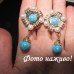 Сережки бірюзові, перлинні з підвісками – 1536