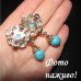 Сережки бірюзові, перлинні з підвісками – 1536