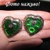 Серьги сердца зеленые в розах – 2510