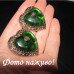 Серьги сердца зеленые в розах – 2510