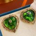 Серьги сердца зеленые в розах – 2510