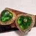 Серьги сердца зеленые в розах – 2510