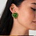 Серьги сердца зеленые в розах – 2510