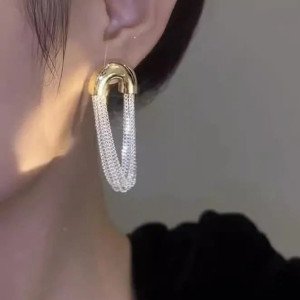 Золотисто-сріблясті сережки ланцюги