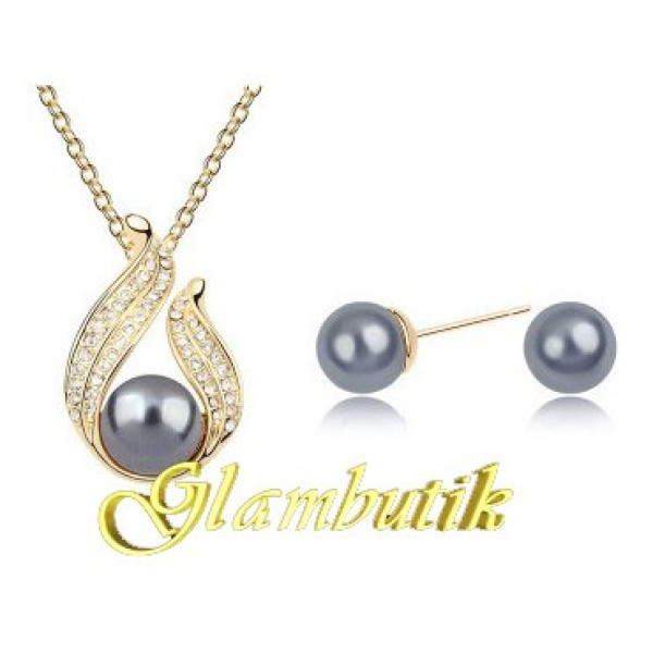 Золотистый комплект Chanel Bella с пепельным жемчугом