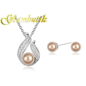 Платиновый комплект Chanel Bella с карамельным жемчугом