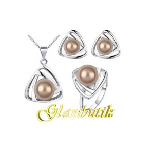 Платиновый комплект Chanel Kreolla с карамельным жемчугом