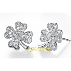 Серьги SWAROVSKI Клевер мерцающий в платине