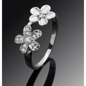Кольцо в стиле Tiffany Цветочки с цирконом