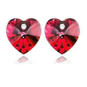 Ювелирные серьги Swarovski Глам сердце красные
