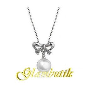 Подвеска CHANEL Жемчужинки с бантиком в белом