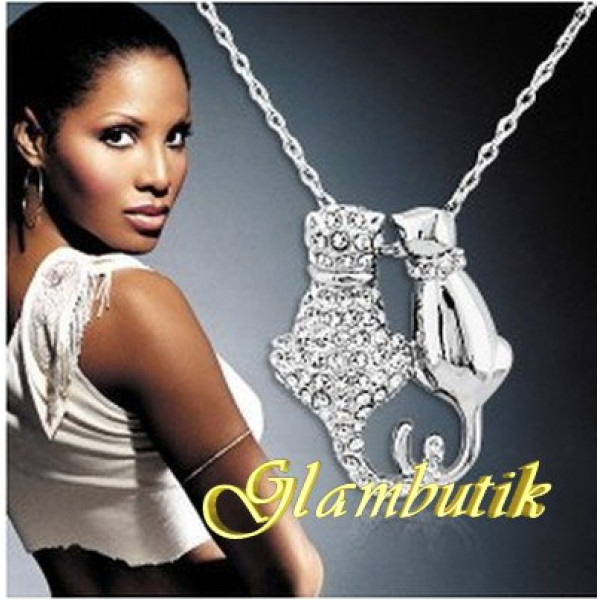 Подвеска SWAROVSKI Влюбленные кошки в белом