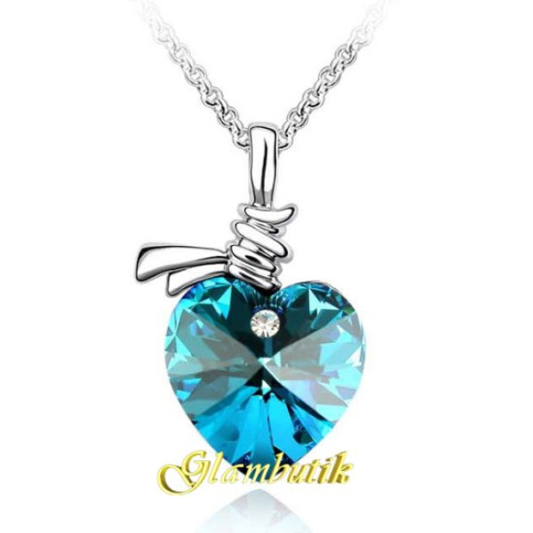 Подвеска SWAROVSKI Сердце голубое с узелком