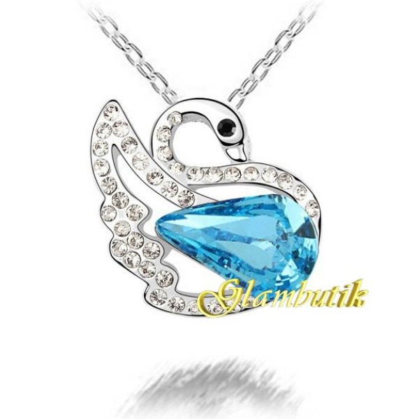 Подвеска SWAROVSKI Лебедь мерцающий голубой