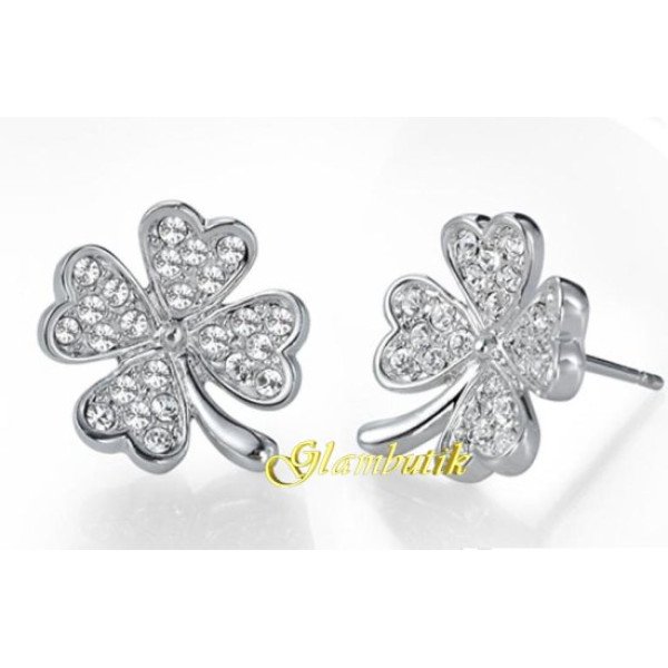 Серьги SWAROVSKI Клевер мерцающий в платине