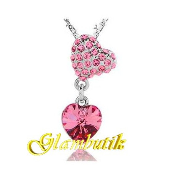 Подвеска SWAROVSKI Дуэт сердец розовый