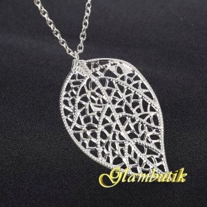 Посеребрённая подвеска Ажурный лист