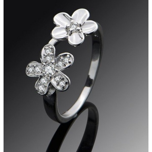 Кольцо в стиле Tiffany Цветочки с цирконом