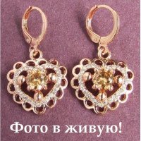 Ювелирные серьги Сердца Venus шампань