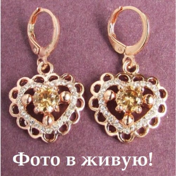 Ювелирные серьги Сердца Venus шампань
