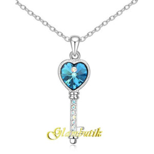 Подвеска SWAROVSKI Ключ голубой с кристаллом