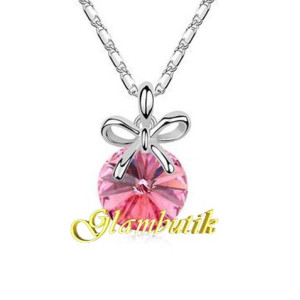 Подвеска SWAROVSKI Бант с розовым кристаллом