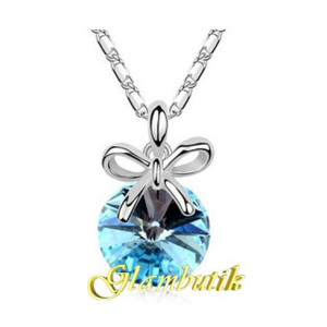 Подвеска SWAROVSKI Бант с голубым кристаллом