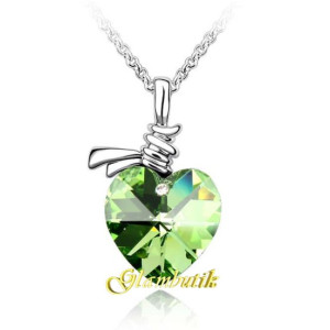 Подвеска SWAROVSKI Сердце салатовое с узелком