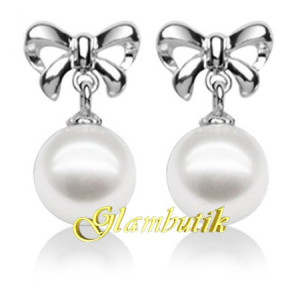 Серьги CHANEL Жемчужинки с бантиком платина