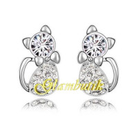Серьги Swarovski Кошки кристальные с бантом