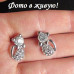 Серьги Swarovski Кошки кристальные с бантом