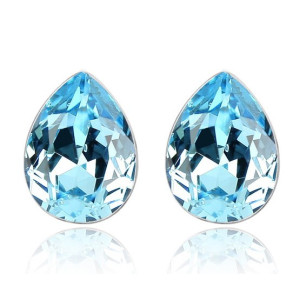Ювелирные серьги Swarovski Капля любви голубая