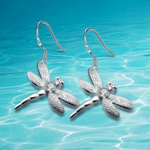 Серьги в стиле TIFFANY Стрекозки с цирконами