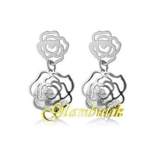 Серьги белые Розочка CHANEL с кристаллами 