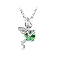 Подвеска SWAROVSKI Ангел с салатовым кристаллом