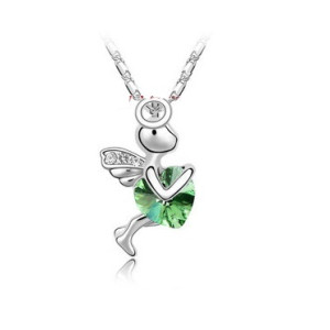 Подвеска SWAROVSKI Ангел с салатовым кристаллом