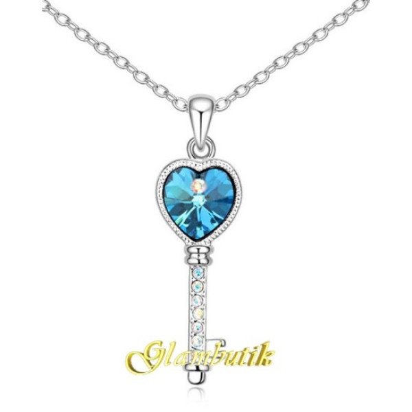 Подвеска SWAROVSKI Ключ голубой с кристаллом