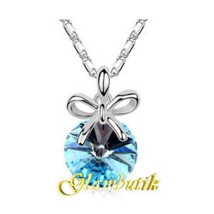 Подвеска SWAROVSKI Бант с голубым кристаллом