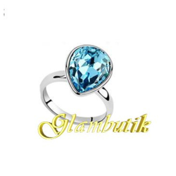 Кольцо SWAROVSKI Капля голубая