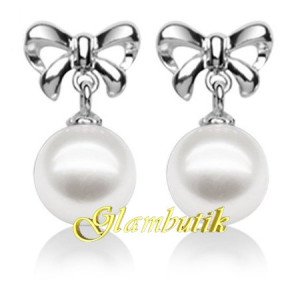 Серьги CHANEL Жемчужинки с бантиком платина