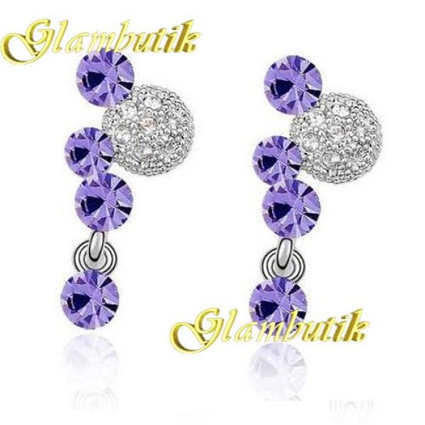Ювелирные серьги Swarovski Итема фиолет 