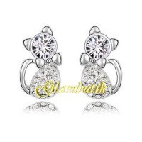 Серьги Swarovski Кошки кристальные с бантом
