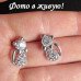 Серьги Swarovski Кошки кристальные с бантом