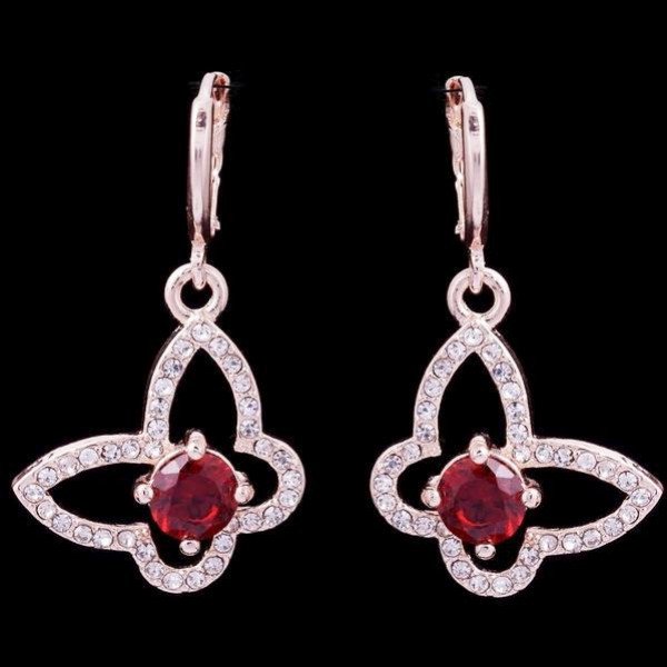 Серьги Butterflies with garnet