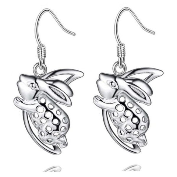 Серьги посеребренные стиль Зайчата на месяце – 2210-2